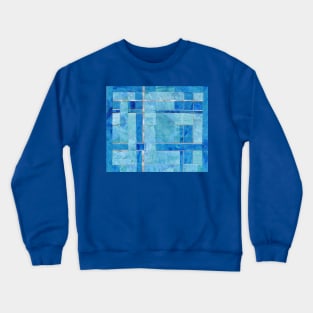 Woven Collage Monoprints in Blue Crewneck Sweatshirt